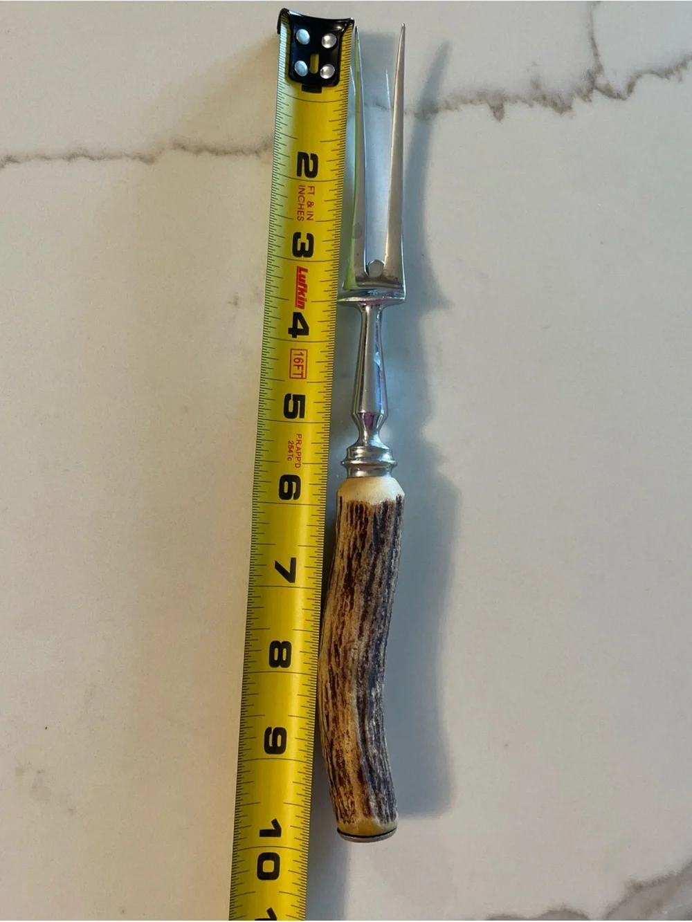 Stag-Handle Carving Fork - Natural Brown Antler Handle